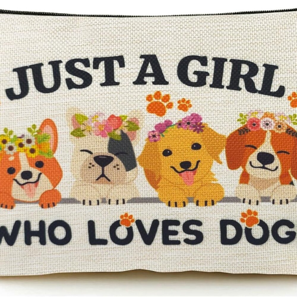 Animal Dog Lovers Gifts for Women Makeup Bag, Personalized Dog Themed Gifts for
